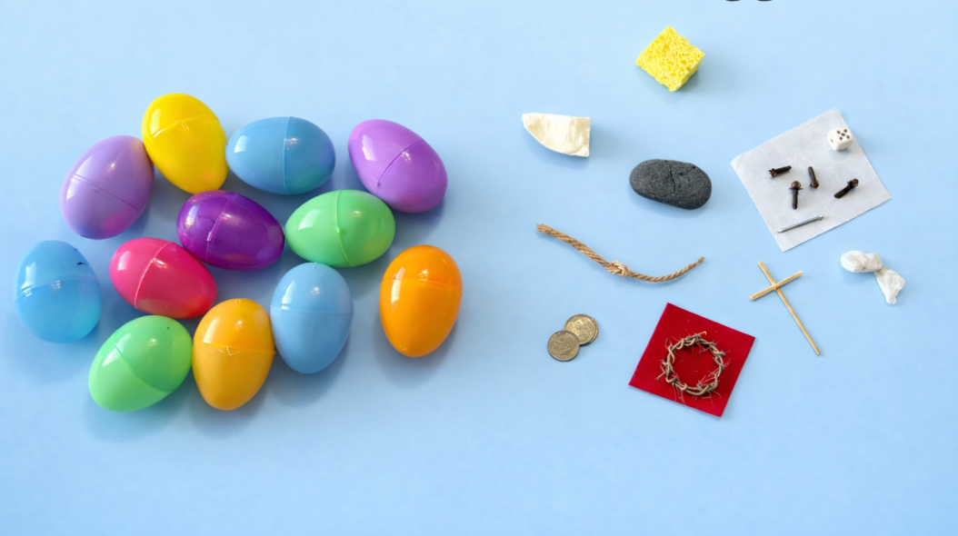 Easter Resurrection Eggs - small plastic eggs filled with items that represent the last week of the life of Jesus Christ -informative